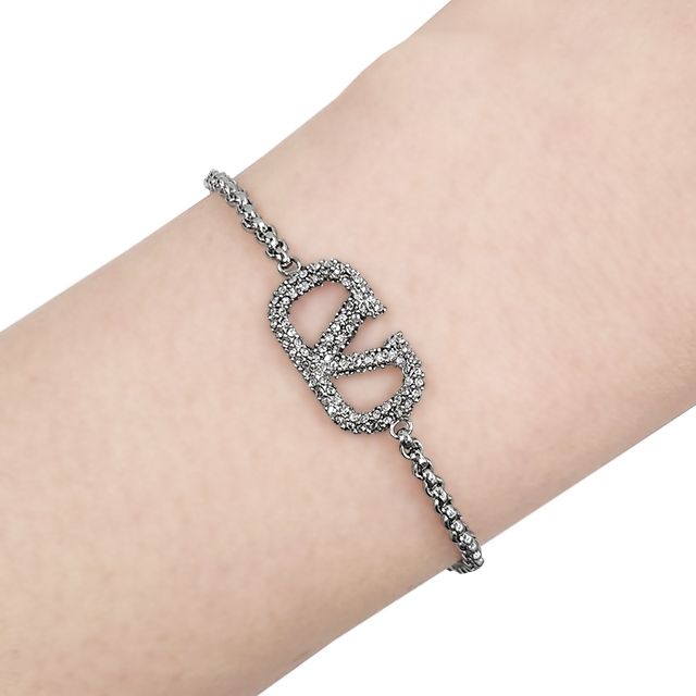 Valentino V Logo Signature Crystal Chain Bracelet 3W2J0F84 YCW 68S 123472575