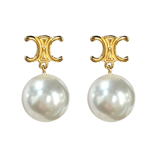 Celine Triomphe Pearls Earrings - Gold Ivory 460TZ6BPE 01GI 127649092