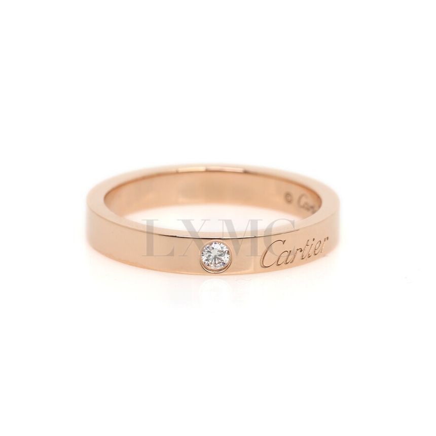 Cartier C de Wedding Band Ring in Pink Gold with Diamond 52 129847535
