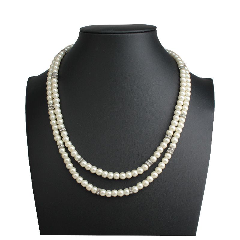 Agatha Ivory Imitation Pearl Gray Bead Necklace 129647535