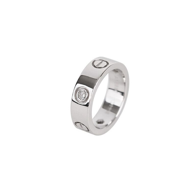 Cartier Love Ring 18K White Gold Diamond 3P 5.5MM Size 49 7241930883 75683695