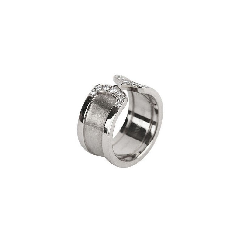Cartier Double C Ring 18K White Gold Diamond 47 Size 10MM 7241753845 75683732