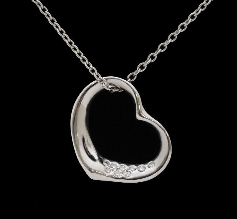 Tiffany & Co Open Heart Diamond 9P Platinum Necklace 7241773218 75679443