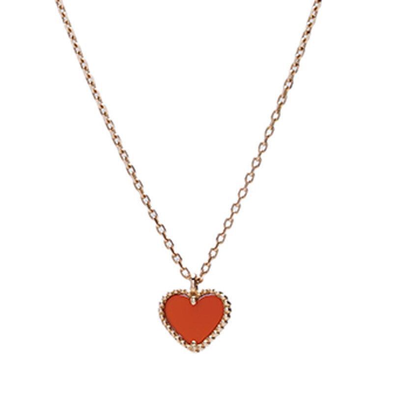 Van Cleef & Arpels Red Carnelian 18K Sweet Alhambra Heart Necklace 12345 123836488