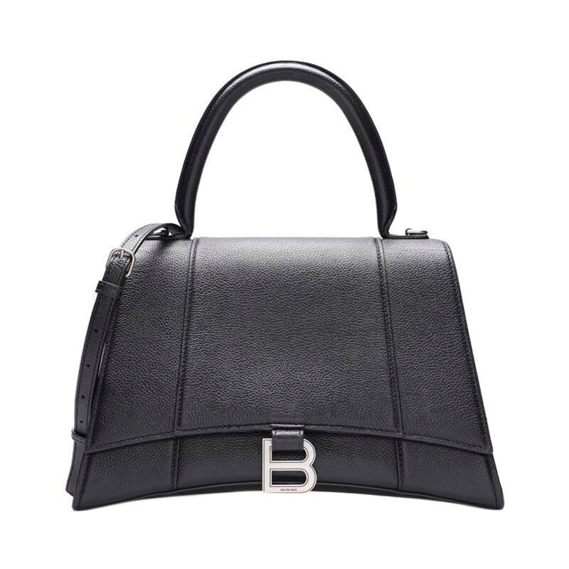 Balenciaga Black Hourglass Top Handle Silver Small Tote Bag 123836553