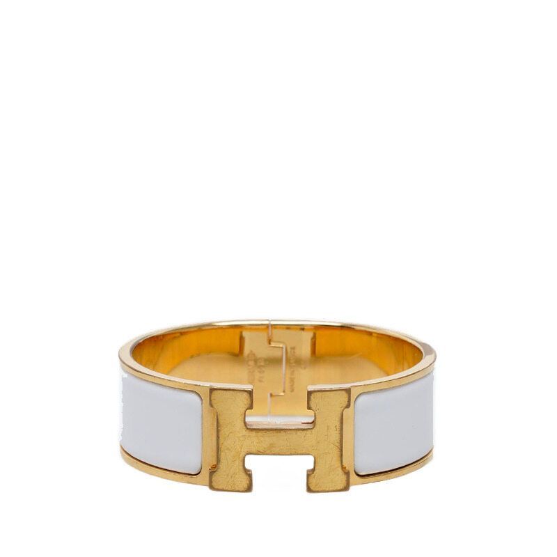 Hermes White Rose Gold Click-Clack PM Bracelet 118578074