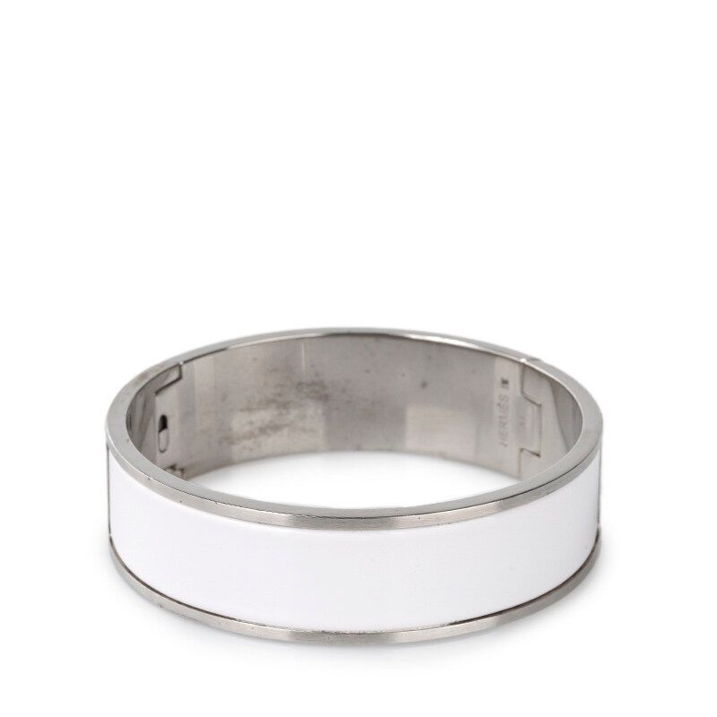 Hermes White Silver Clickash PM Bracelet 118577774