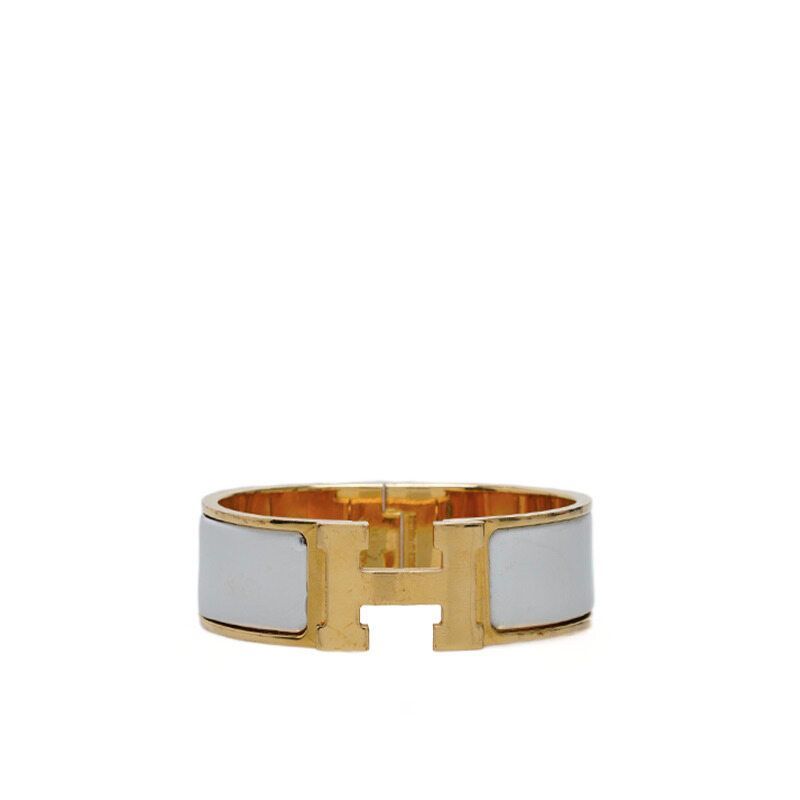 Hermes White Rose Gold Click Clack PM Bracelet 12345 118577691