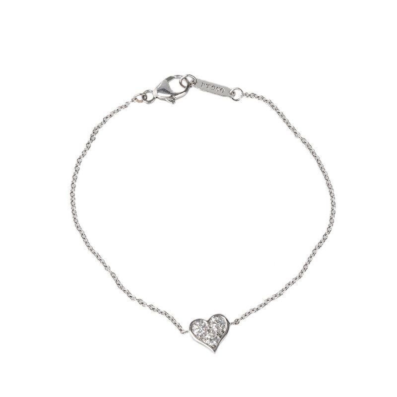 Tiffany & Co Silver Platinum 950 Heart Pendant Bracelet 9501 118577803