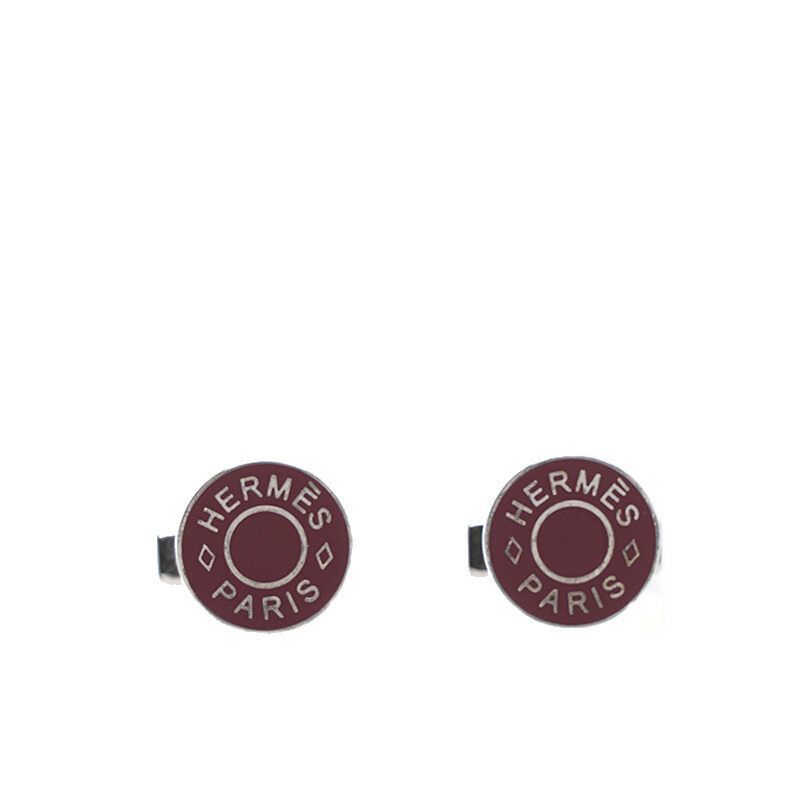 Hermes Burgundy Logo Cufflinks 118577970