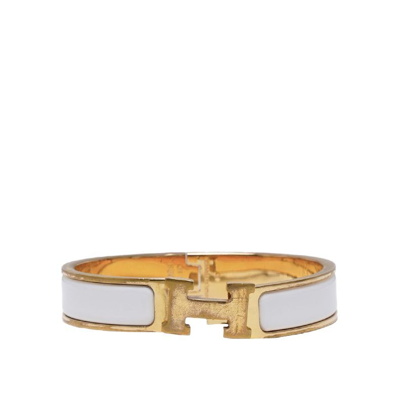 Hermes White Rose Gold Clickash PM Bracelet 118577638