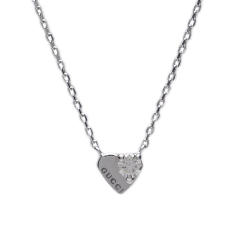 Gucci White Gold Diamond Heart Necklace 67236885