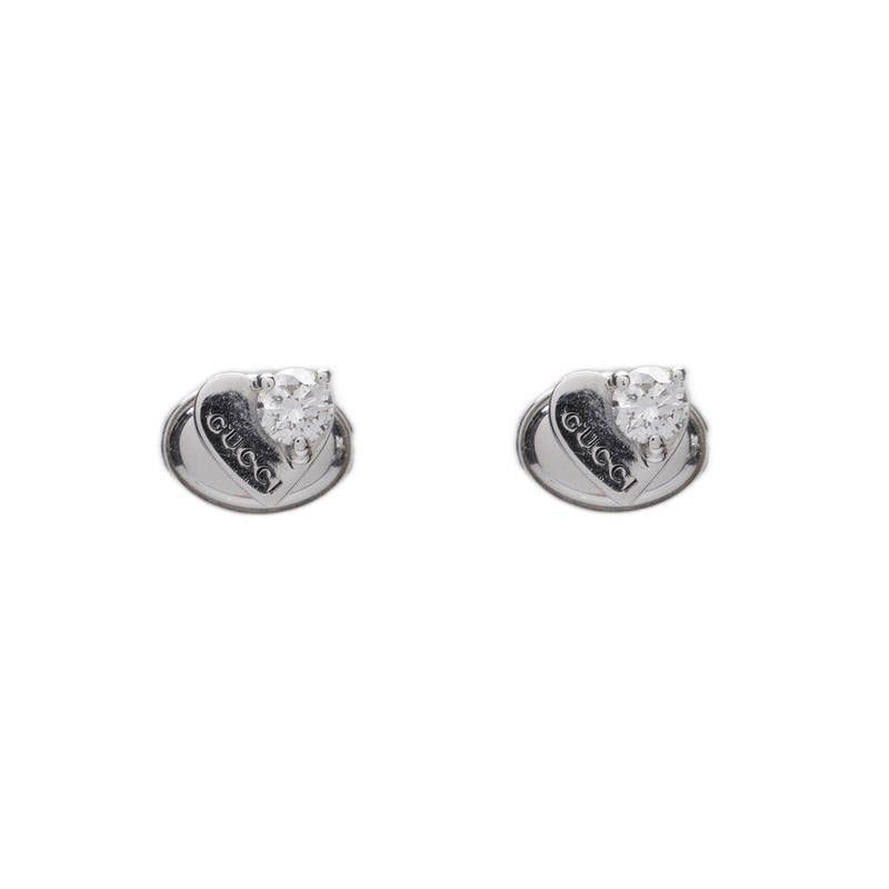Gucci White Gold Diamond Heart Earrings 67237560