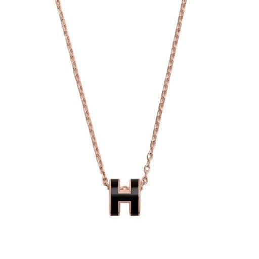 Hermes Mini Pop H pendant Rose Gold Noir Black H147992FO03 127325362