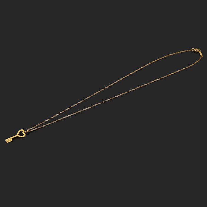 Tiffany & Co 18K Yellow Gold Heart Key Pendant Mini Necklace CO34504TF 127044279