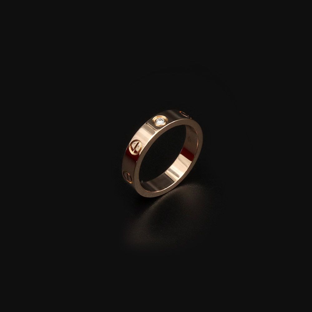 Cartier 18K Rose Gold Love Ring with 1 Diamond 49 / B4056149 124606687