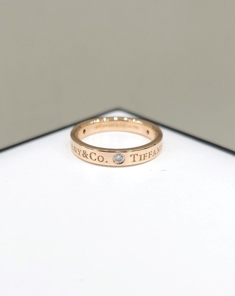 Tiffany & Co 18K Diamond 3P Band Ring 18K Rose Gold 3MM 9 73237500