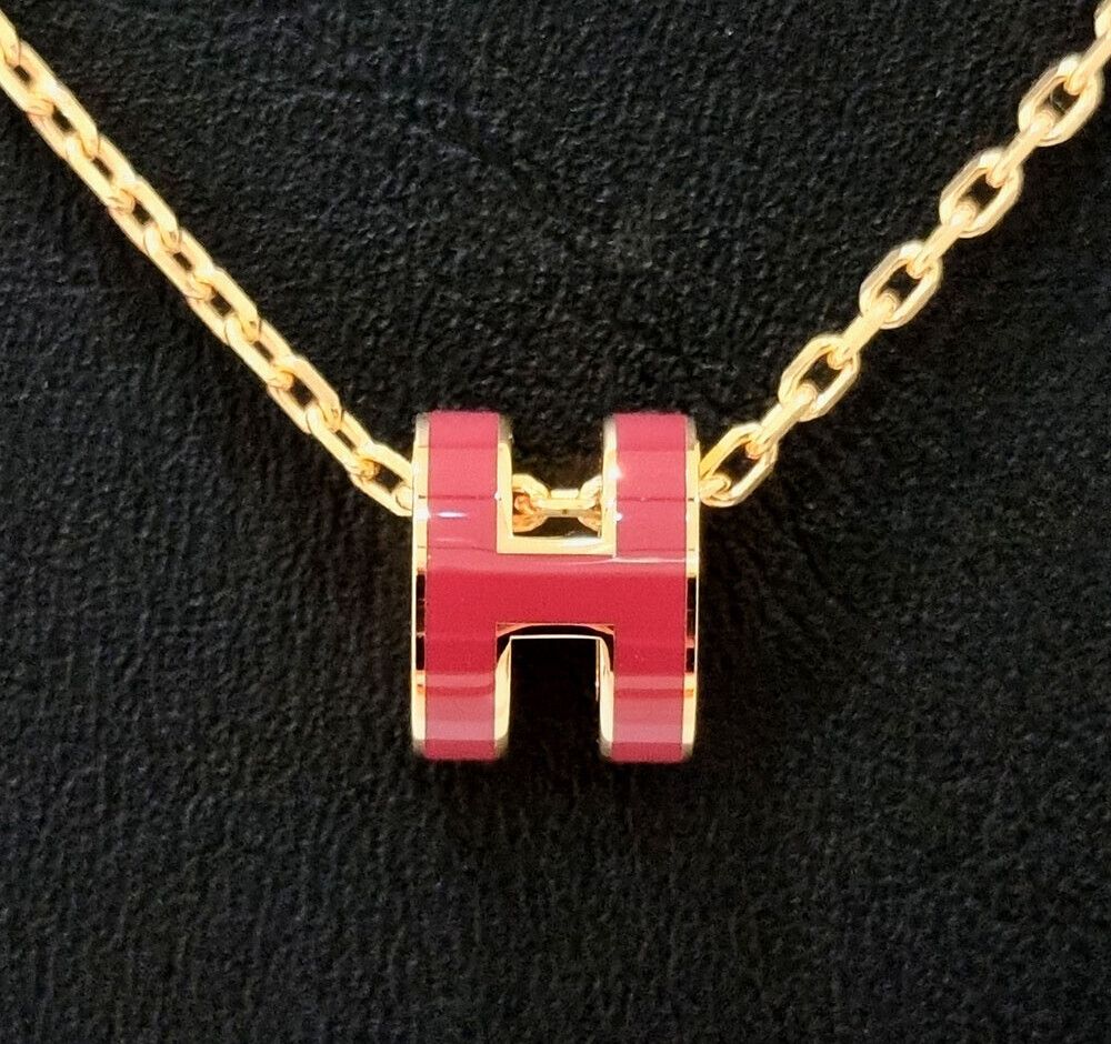 Hermes Mini Necklace Yellow/Burgundy 7358823248 101134393