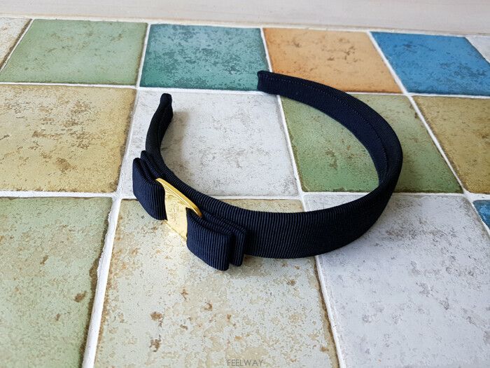 Salvatore Ferragamo Navy Gold-Tone Headband 124242665