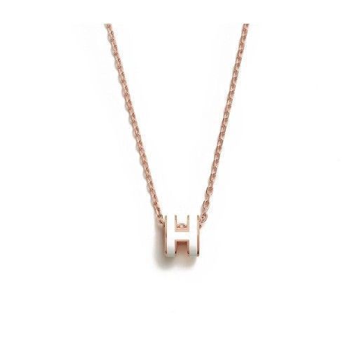 Hermes Mini Pop Ash Necklace White Blanc Rose Gold H147992FO49 96006671