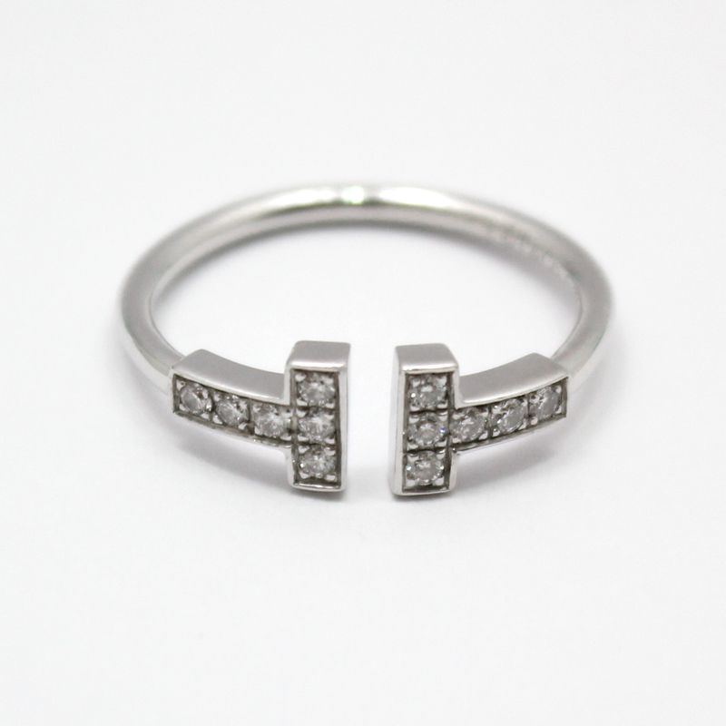 Tiffany & Co 18K White Gold 12P T Wire Ring Size 11 53229058