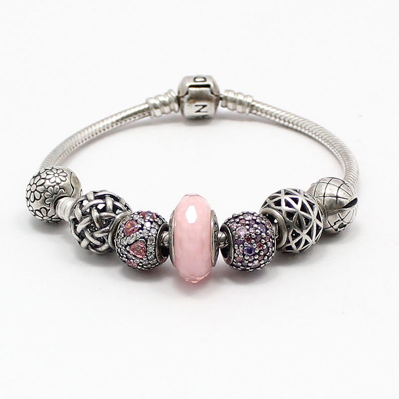 Pandora Sterling Silver Moments Classic Snake Chain Charm Bracelet 18CM 78475329