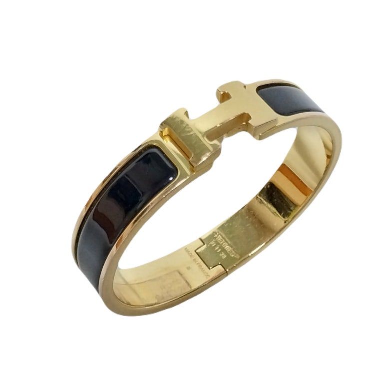 Hermes Hermes Click H Bracelet Black Bangle Gold PM 12345 99137092