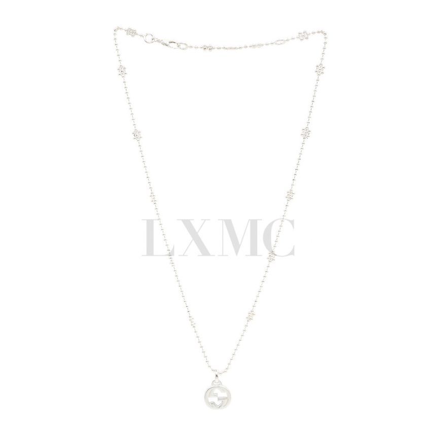 Gucci Interlocking Flower GG Logo Necklace Silver 479221 123917086