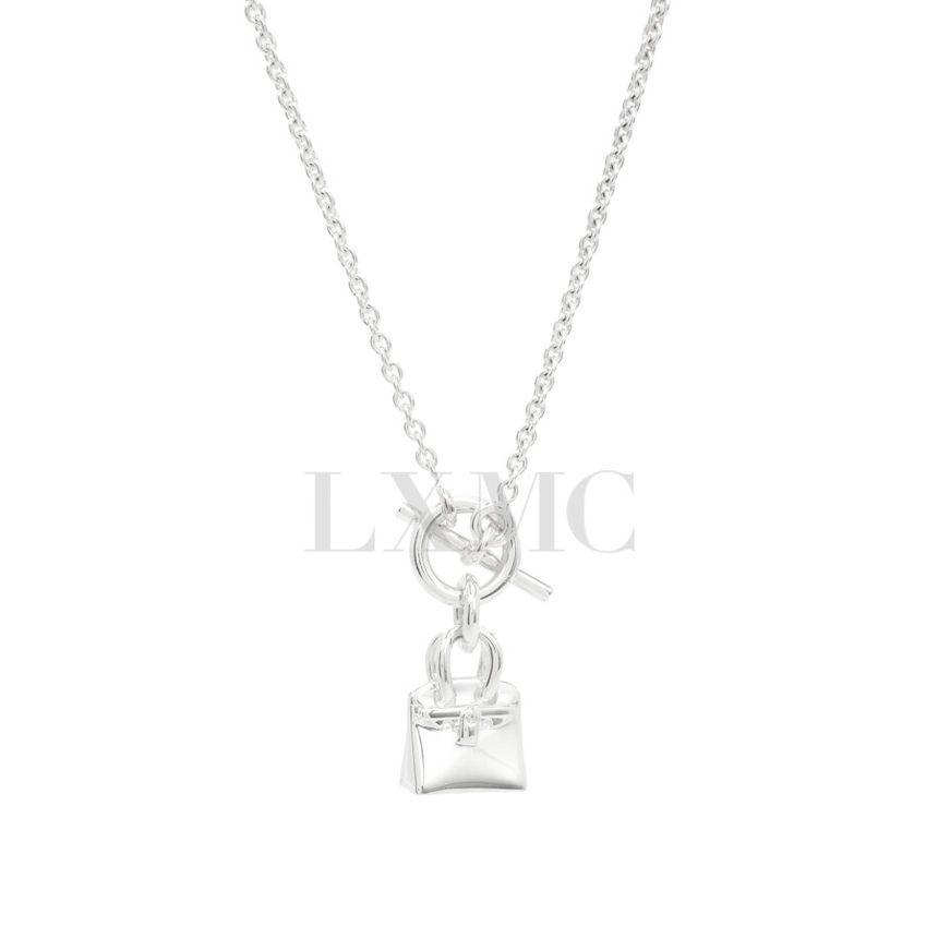 Hermes Birkin Silver Amulette Necklace 11.6x16.3mm 115928316