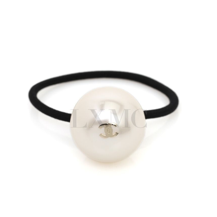 CHANEL Pearl CC Logo Scrunchie Hair Tie 2016 114950180