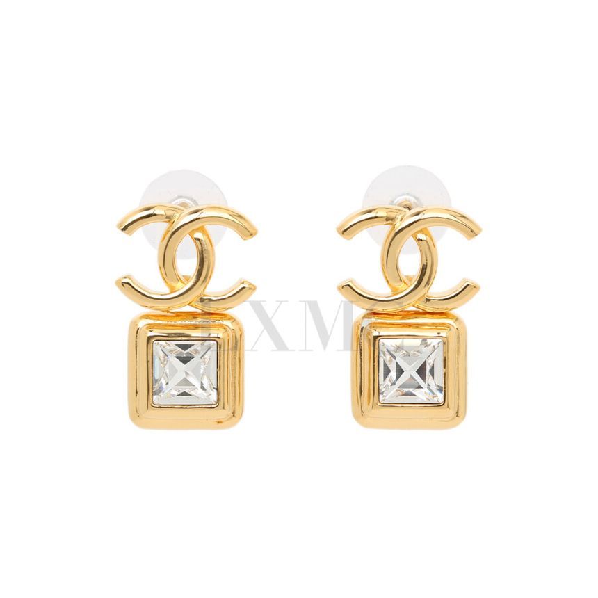 CHANEL Gold Big Crystal CC Logo Earrings AB5245 105844991