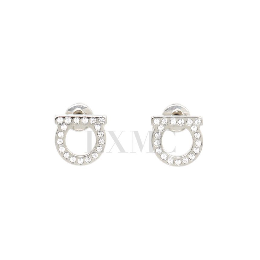 Salvatore Ferragamo Classic Gancini Earrings Silver Cubic Earring 98631221