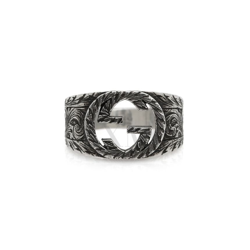 Gucci Interlocking Ring Large Engraving Silver Ring 455302 96066324