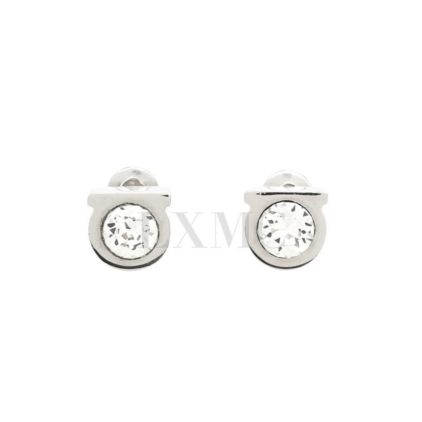 Salvatore Ferragamo Gancini Earrings Silver Cubic Earrings 7.7x8.1MM 98631206