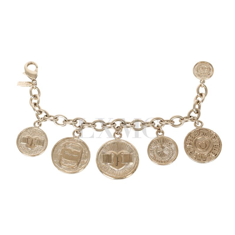 Salvatore Ferragamo Vintage Chain Bracelet with Coin Pendant 52583160