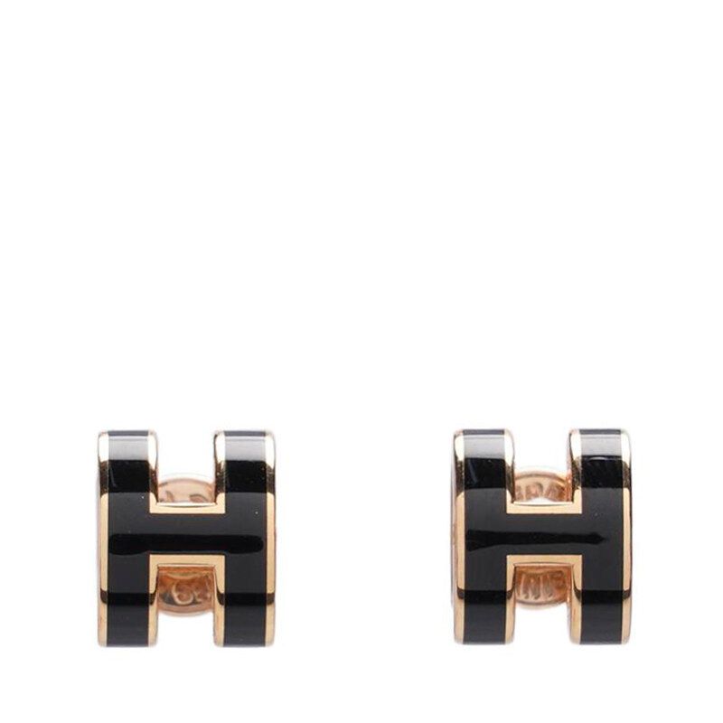 Hermes Pop H Jewelry Mini Earrings Black 125841491