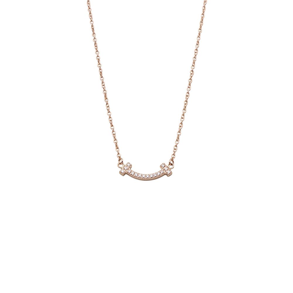 Tiffany & Co Rose Gold T Smile Diamond Mini Pendant Necklace 34152 123540566