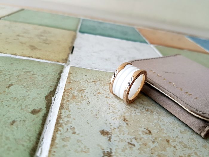 Bulgari B.Zero1 Ceramics Pink Gold 4-Ring 4-Band Ring 52 115613490