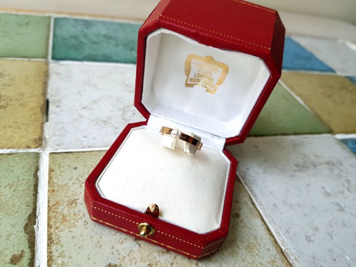 Cartier Wedding Ring 3MM 18K Pink Gold Logo Ring 54 124329782