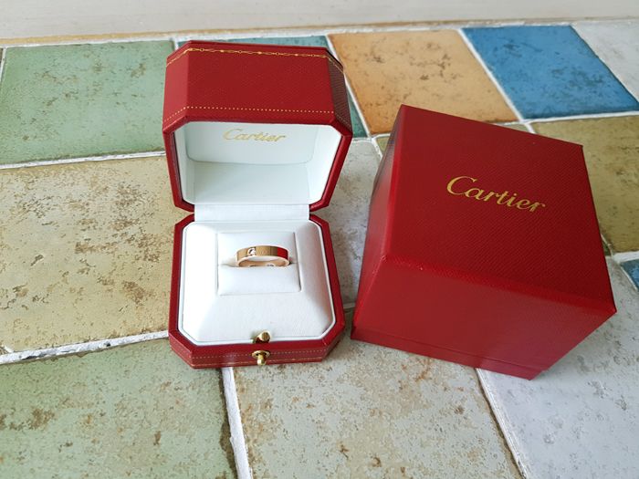 Cartier Wedding Ring 4MM 18K Pink Gold Logo Ring 55 114228648
