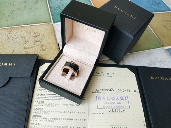 Bulgari B.zero1 Ceramic Pink Gold 4-Band Ring 55 112293668