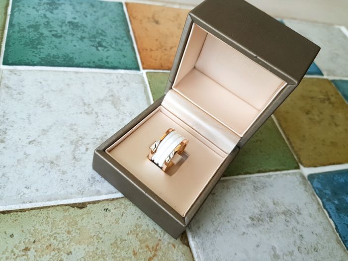Bulgari B.zero1 Ceramic Pink Gold 4-Band Ring 53 124239364