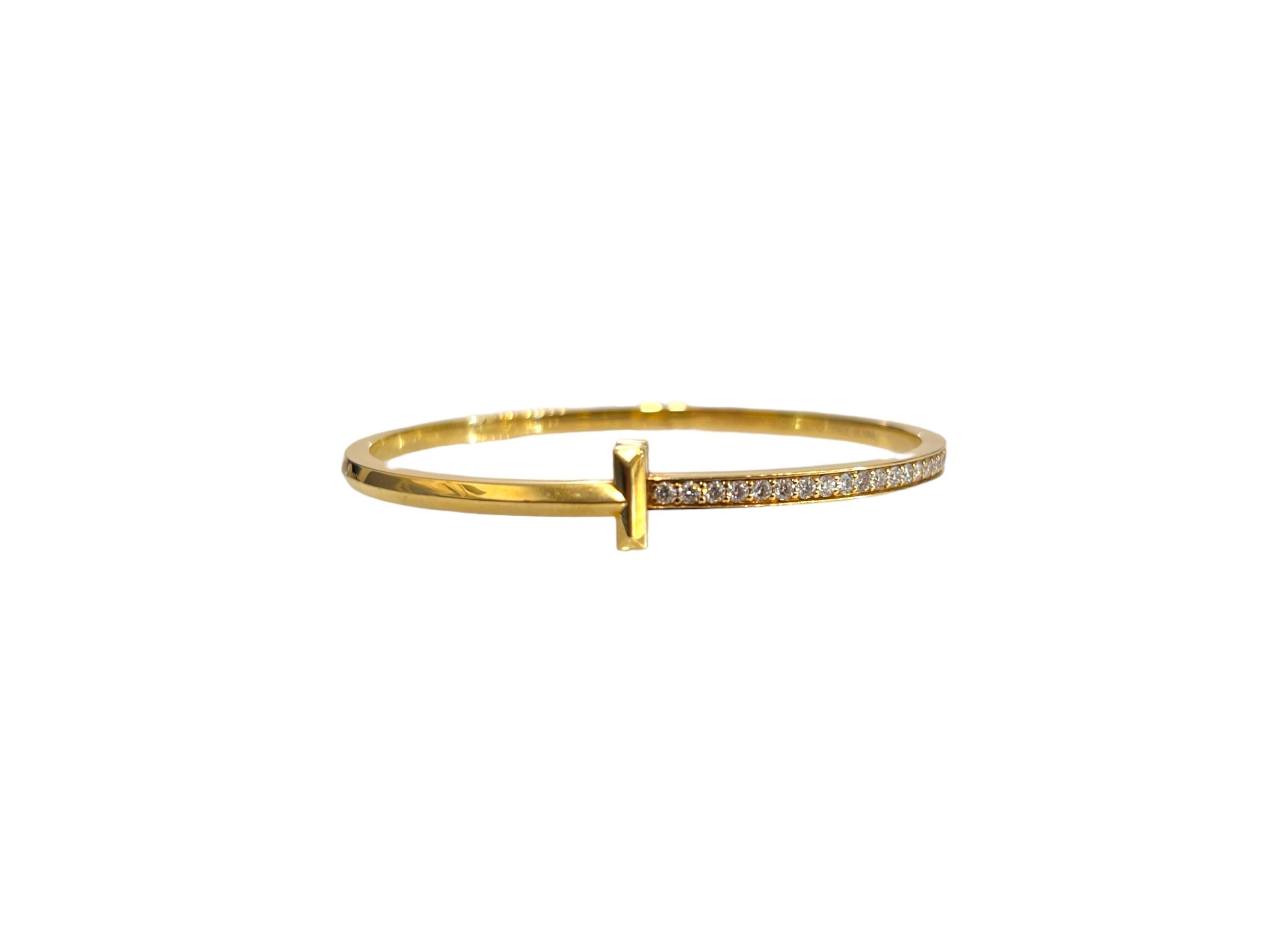 Tiffany & Co Tiffany T1 Narrow Diamond Hinged Bangle Yellow Gold 1ct 101884811