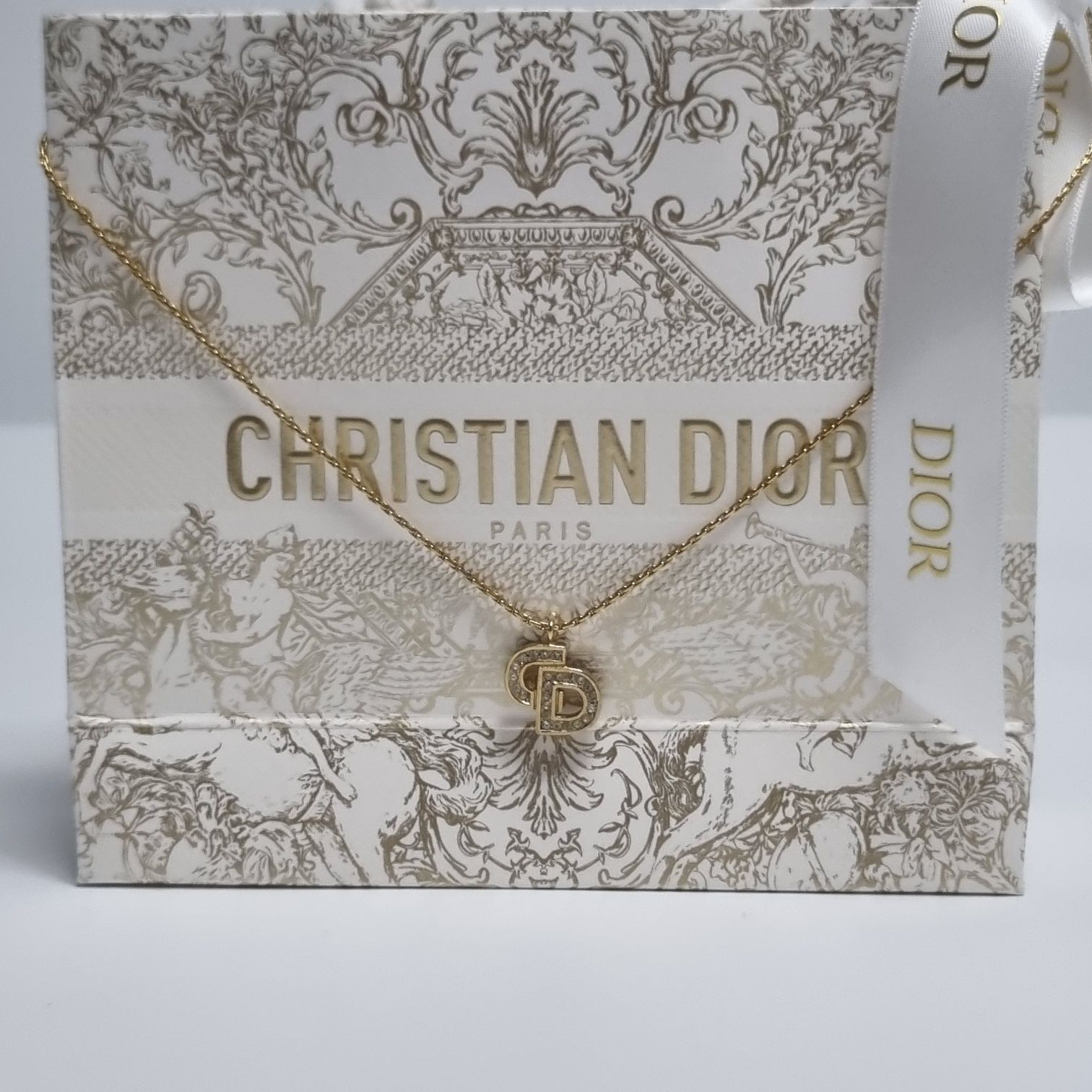 Dior CD Logo Stone Necklace 412-03 123090341