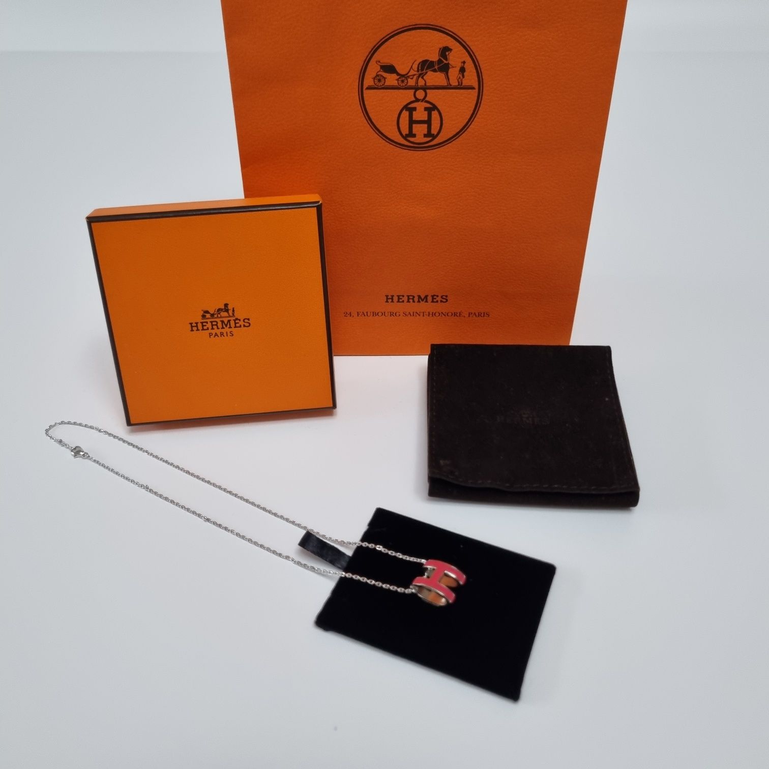 Hermes Original Pop H Necklace (High Quality, Red Orange) 412-37 124333768