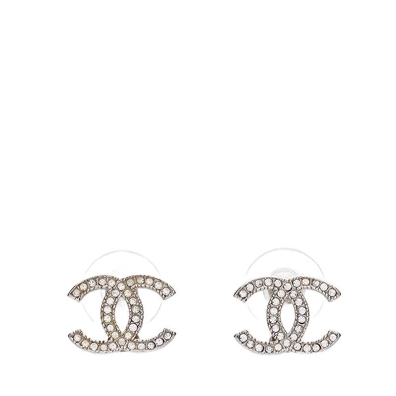 CHANEL Metal CC Logo Crystal Earrings 120249051