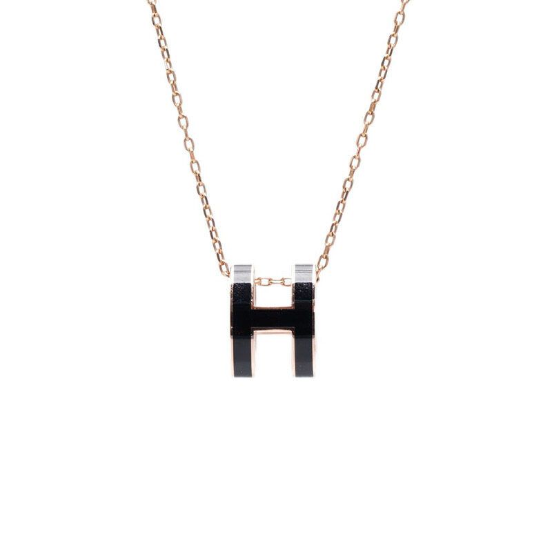 Hermes Black Pop Ash Gold Necklace Large 112483229
