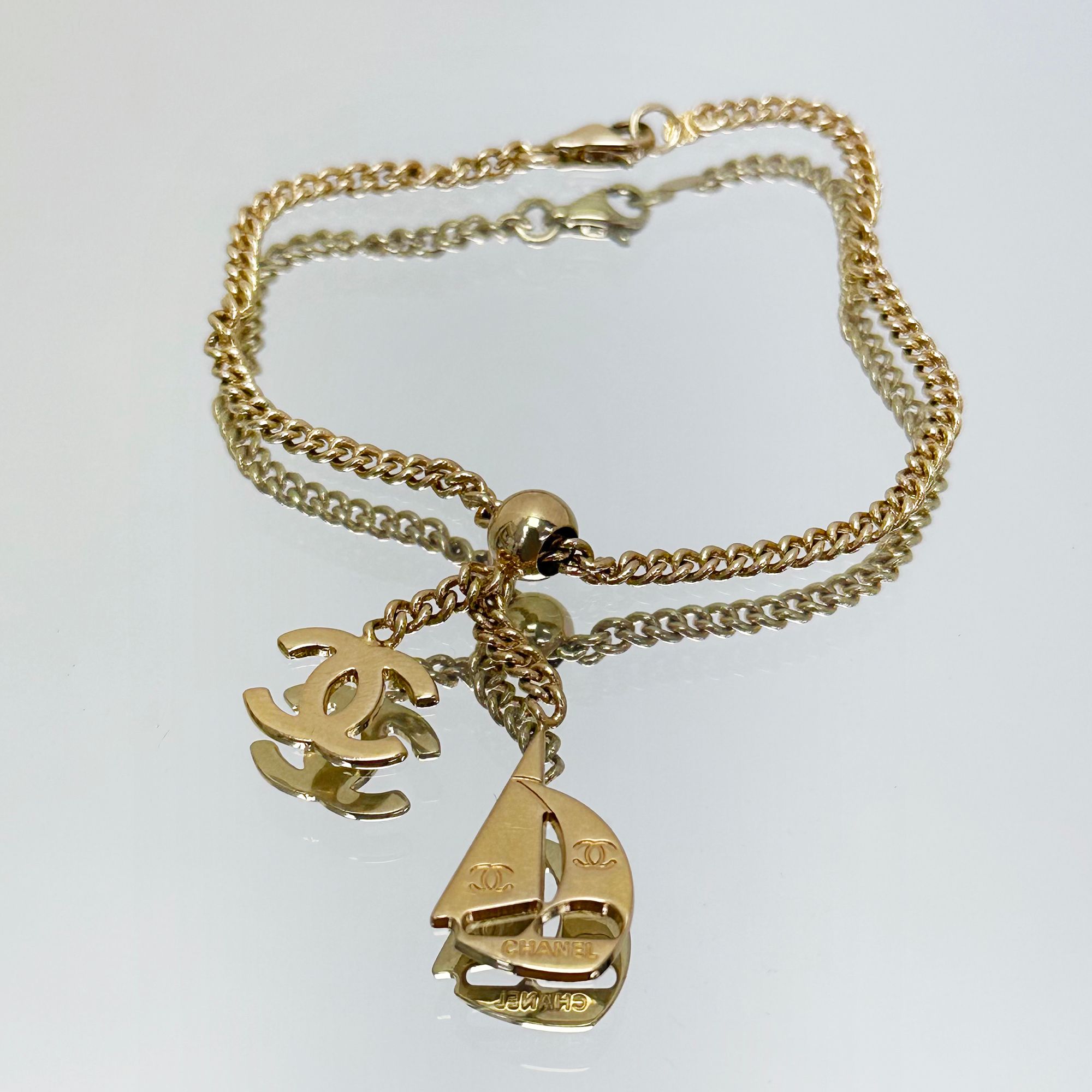 CHANEL Sailboat Pendant CC Logo Charm Bracelet 2JCHA3034 76526921