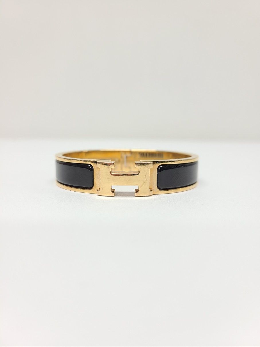 Hermes Black Rose Gold Click H Bracelet 41571802