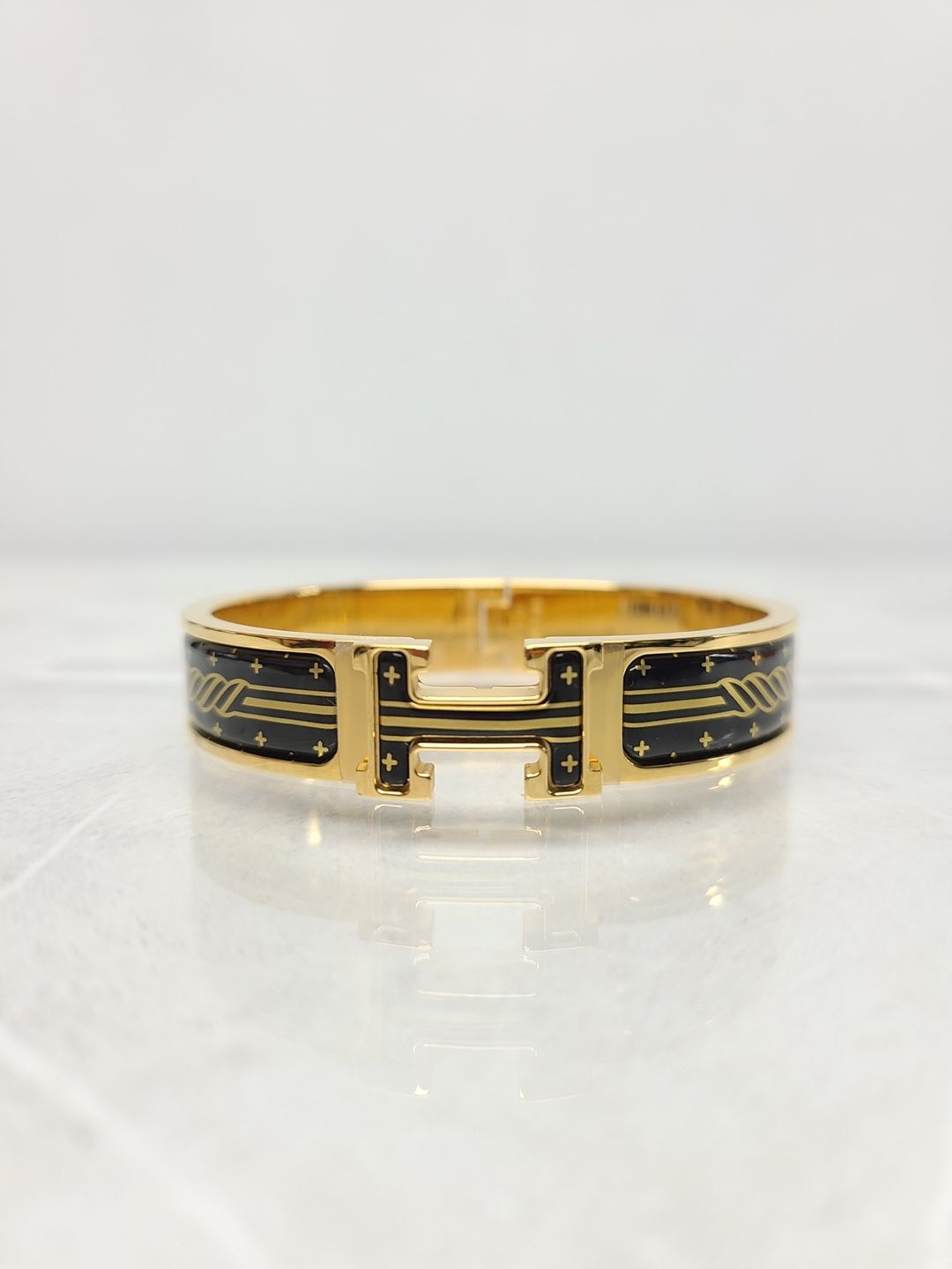 Hermes Black Gold Graffiti Click H Bracelet 70580985